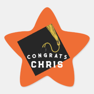 Graduation Orange Star Sticker