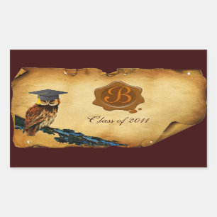 GRADUATION OWL PARCHMENT BROWN WAX SEAL MONOGRAM