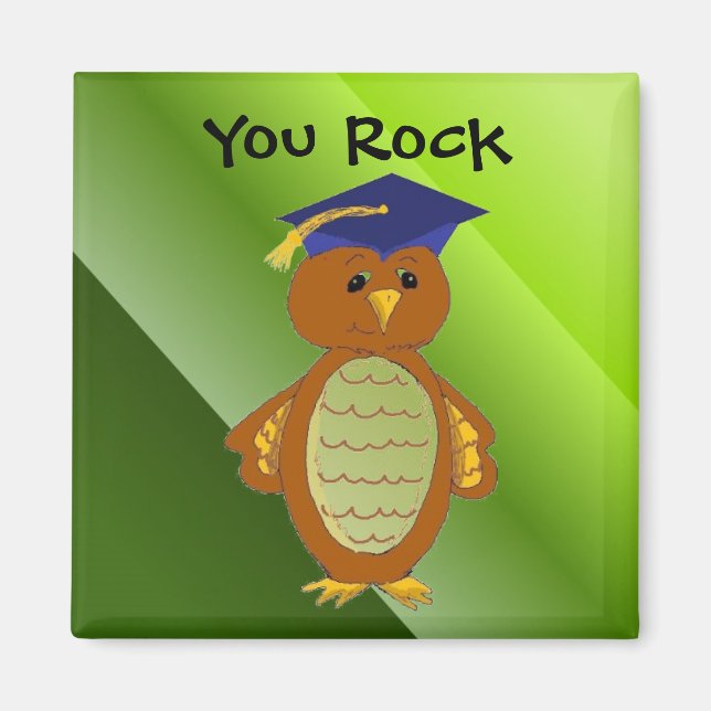 Graduation Owl You Rock Magnet (Front)