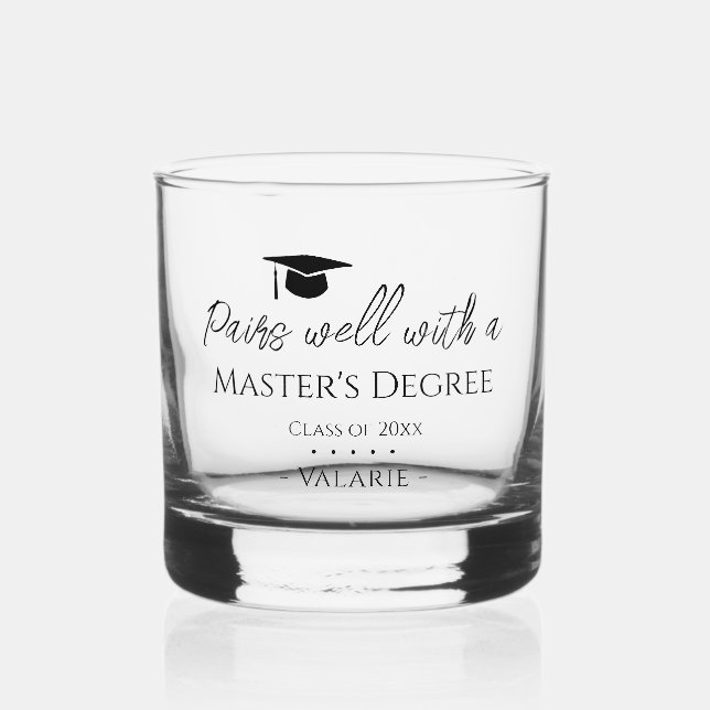 Graduation pairs well Master's Whiskey Glass (Front)