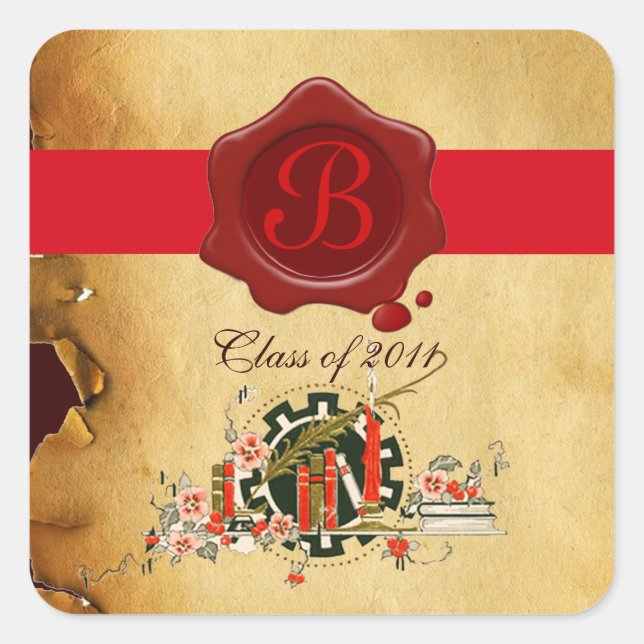 GRADUATION PARCHMENT AND RED WAX SEAL MONOGRAM (Front)