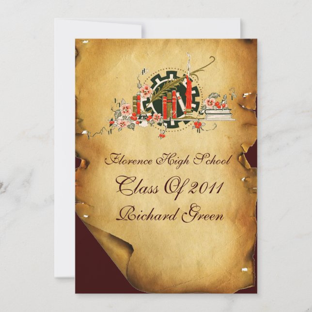 GRADUATION PARCHMENT RED WAX SEAL MONOGRAM INVITE (Front)