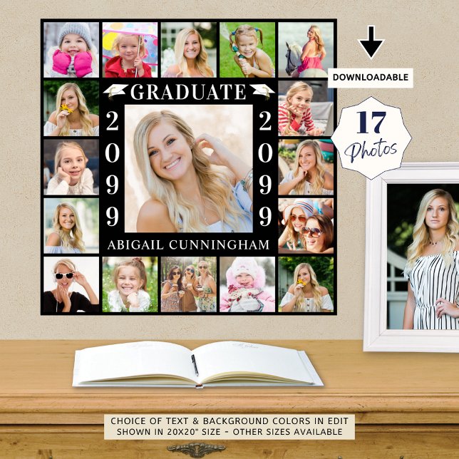 Graduation Party 17 Photo Collage Personalised Poster (Creator Uploaded)