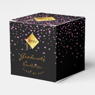 Graduation party 2021 graduate black purple favour box