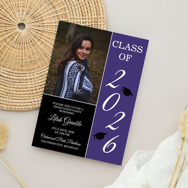 Graduation Party 2023 Grad Hat Purple Invitation (Creator Uploaded)