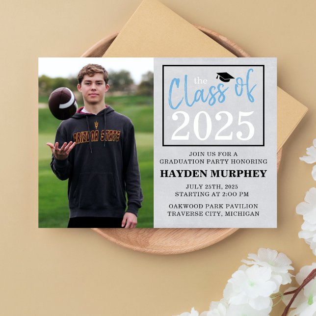Graduation Party 2023 Open House Photo Light Blue Invitation (Creator Uploaded)