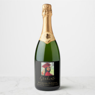 Graduation Party 2024 Photo Gold Sparkling Wine Label