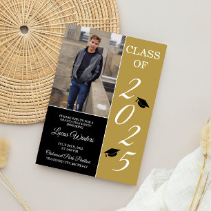 Graduation Party 2025 Grad Hat Gold Invitation
