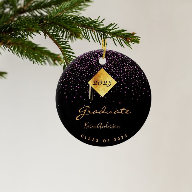 Graduation party 2025 graduate black purple gold ceramic tree decoration (Creator Uploaded)