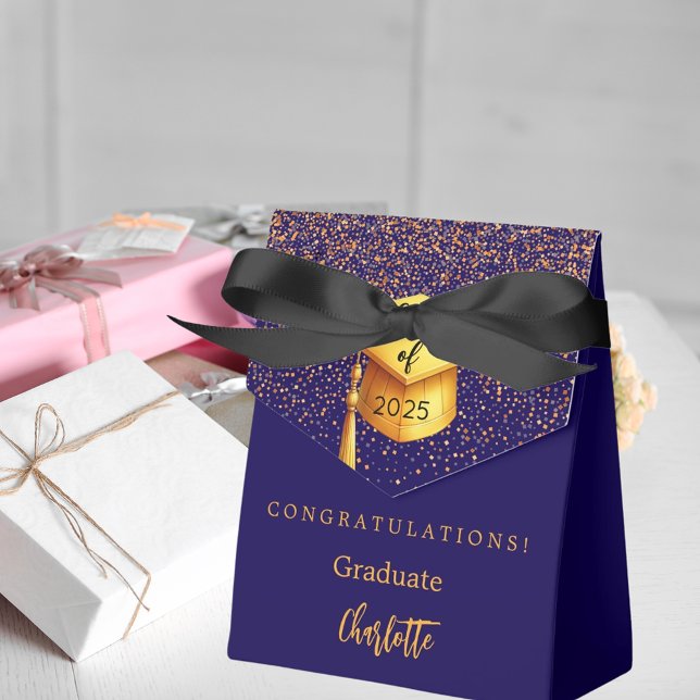 Graduation party 2025 graduate blue gold favour box (Creator Uploaded)