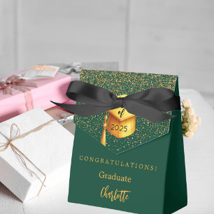 Graduation party 2025 graduate green gold favour box