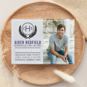 Graduation Party 2025 Monogram Purple Invitation