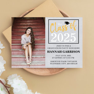 Graduation Party 2025 Open House Photo Yellow Invitation
