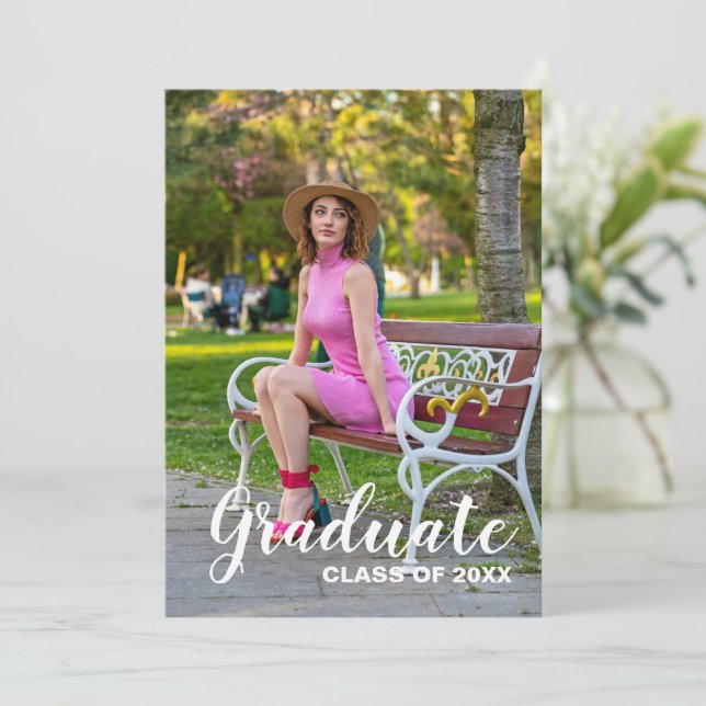 Graduation Party 2025 Photo - Chic Script Invitation (Standing Front)