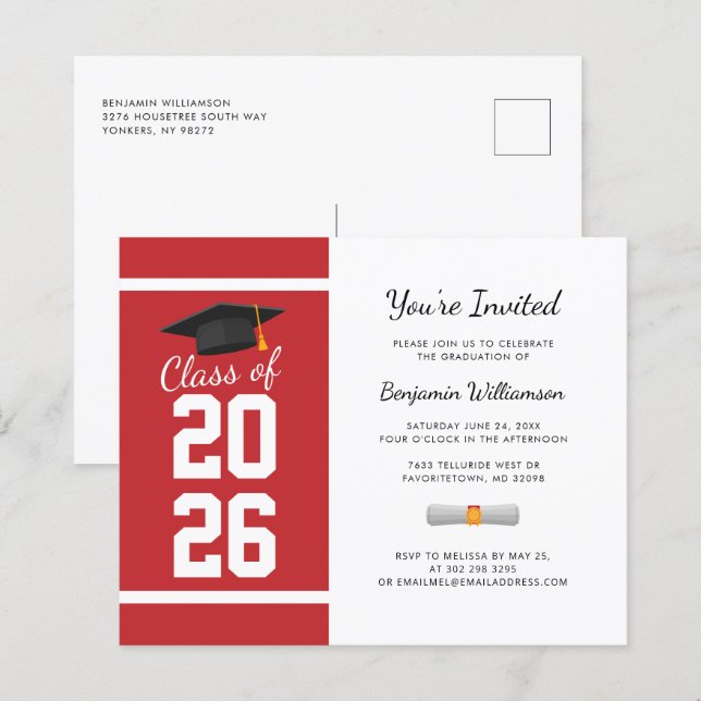 Graduation Party 2026 Modern Simple Invitation (Front/Back)