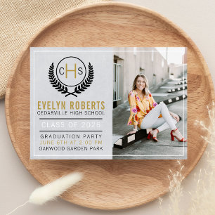 Graduation Party 2026 Monogram Gold Invitation