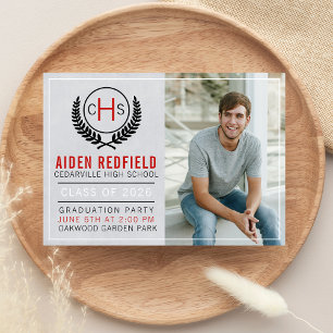 Graduation Party 2026 Monogram Red Invitation