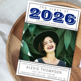 Graduation Party 2026 Open House Photo Blue Invitation