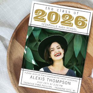 Graduation Party 2026 Open House Photo Gold Invitation