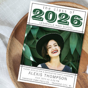Graduation Party 2026 Open House Photo Green Invitation