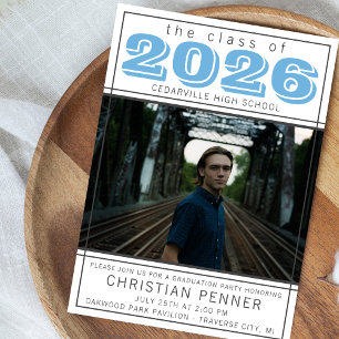 Graduation Party 2026 Open House Photo Light Blue Invitation