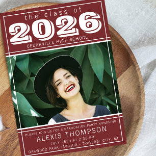 Graduation Party 2026 Open House Photo Maroon Invitation