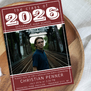 Graduation Party 2026 Open House Photo Maroon Invitation