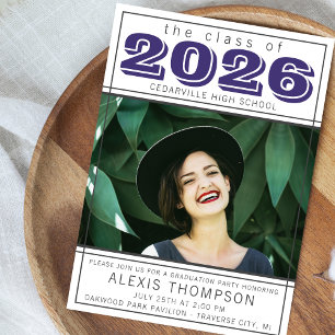 Graduation Party 2026 Open House Photo Purple Invitation