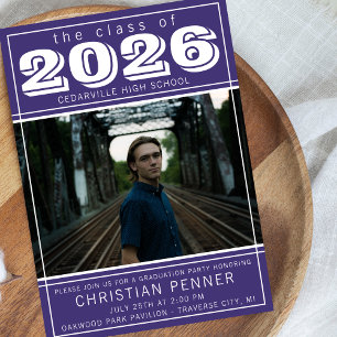 Graduation Party 2026 Open House Photo Purple Invitation