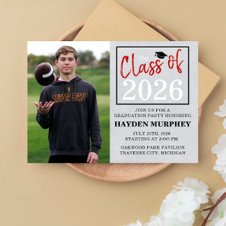 Graduation Party 2026 Open House Photo Red Invitation
