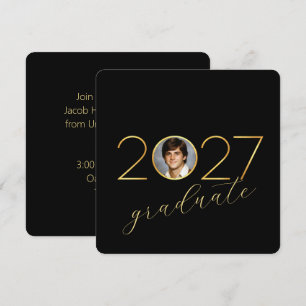 Graduation Party 2027 Photo Frame on Black Invitation