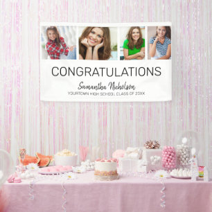 Graduation Party 4 Photo White Modern Banner