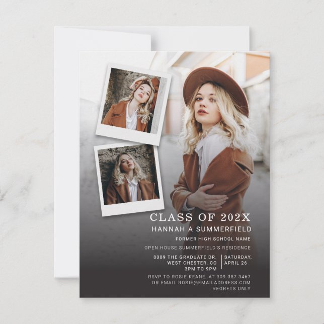 Graduation Party 4 Photos Open House 2024 Grad Invitation (Front)