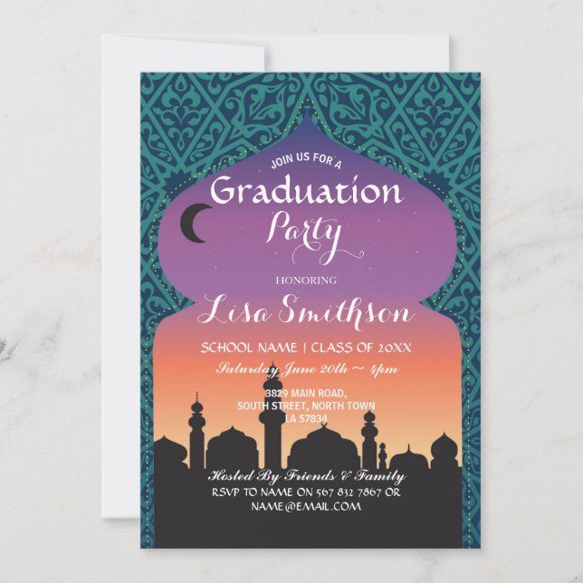 Graduation Party Arabian Nights Moroccan Invite (Front)