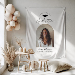Graduation Party Arched Photo Welcome Tapestry