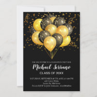 Graduation Party Black And Gold Balloons Confetti