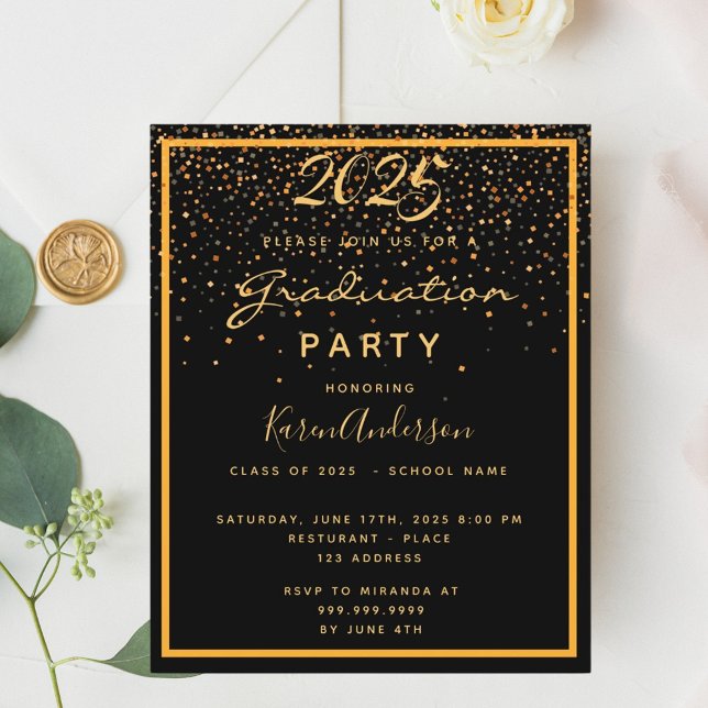 Graduation party black gold 2025 invitation (Creator Uploaded)