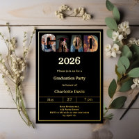 Graduation party black gold grad photo luxury
