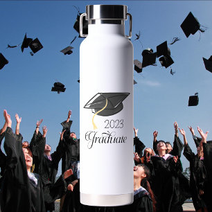 Graduation Party Black Graduation Cap Custom Water Bottle