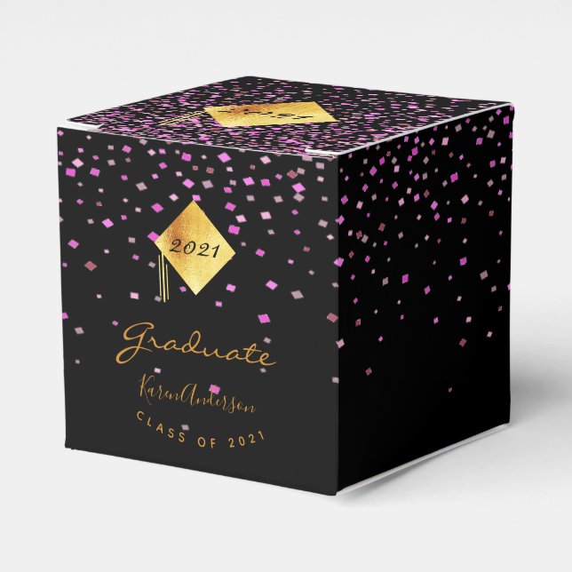 Graduation party black purple 2025 favour box (Front Side)