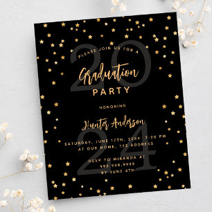Graduation party black star year 2025 invitation