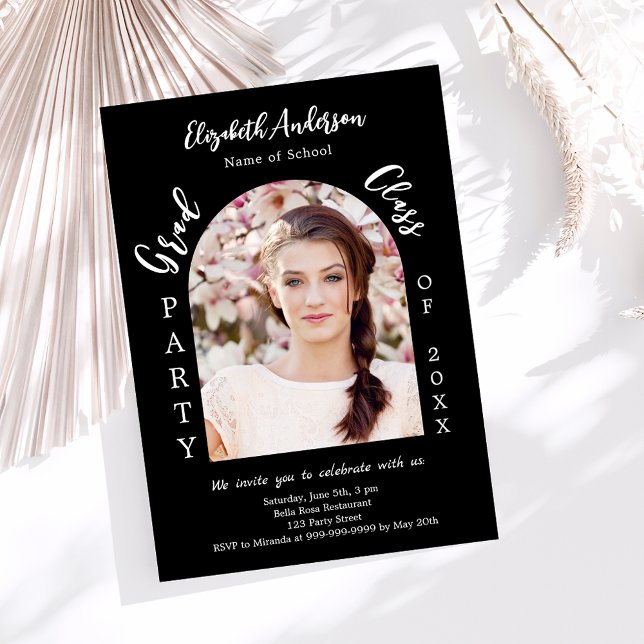 Graduation party black white arch photo class 2025 invitation (Creator Uploaded)