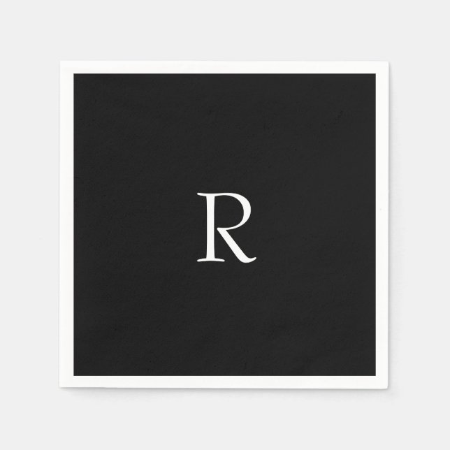 Graduation Party Black White Monogram Initial 2026 Napkin (Front)