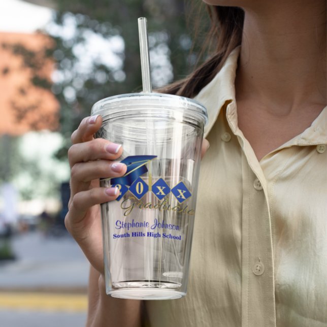 Graduation Party Blue Gold Personalised Acrylic Tumbler (Graduation Party Blue Gold Personalized Acrylic Tumbler
)