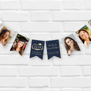 Graduation Party Blue Gold Photo Bunting
