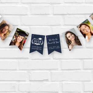 Graduation Party Blue Photo Collage Bunting