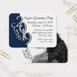 Graduation Party Blue Photo Insert Card 2019