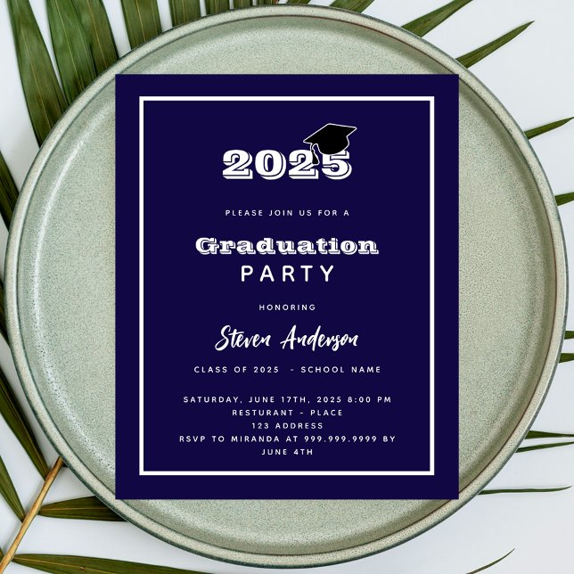 Graduation Party blue white 2025 invitation (Creator Uploaded)