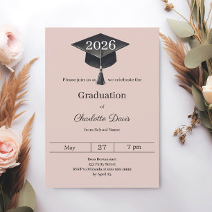 Graduation party blush pink class of 2026 invitation