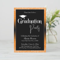 Graduation Party Bright Orange Ombre Confetti
